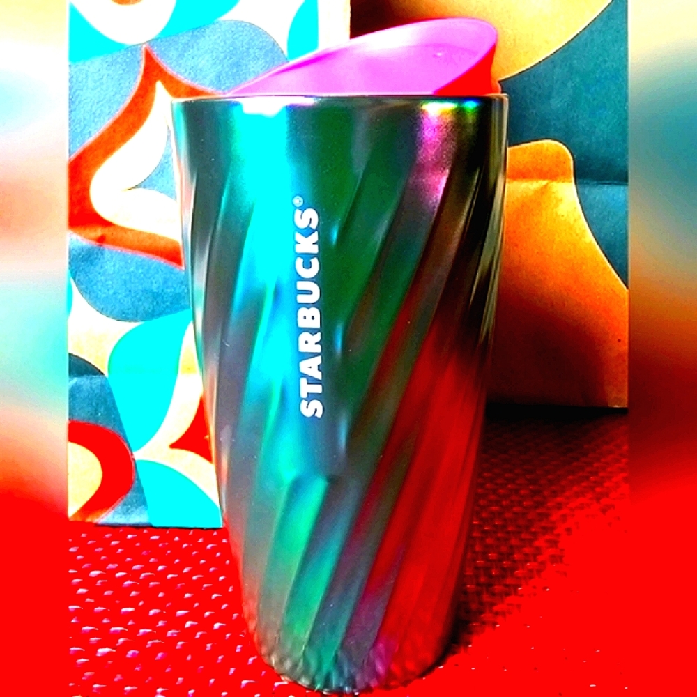 NWT, Starbucks 2023 Holiday. Iridescent wave texture w/pink lid